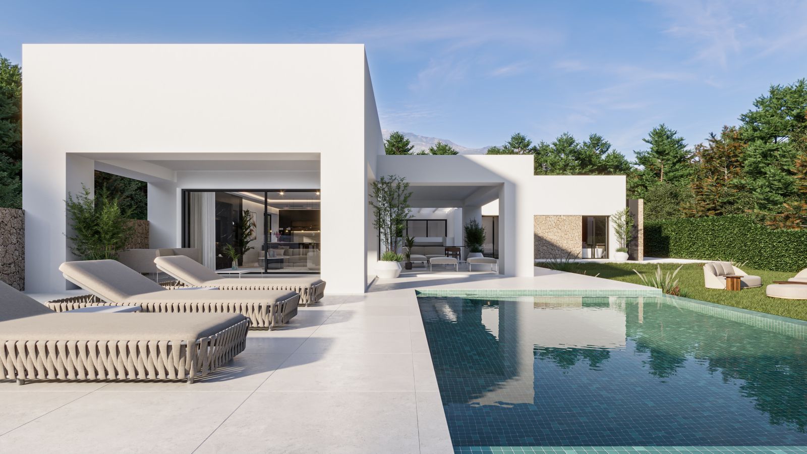02 modern white pool terrace