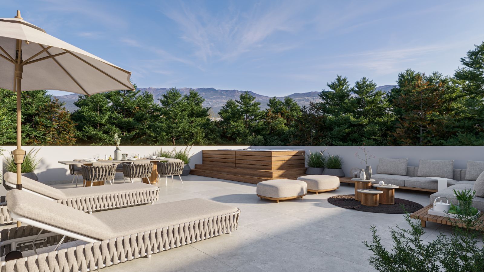 03 modern outdoor patio with mountain view